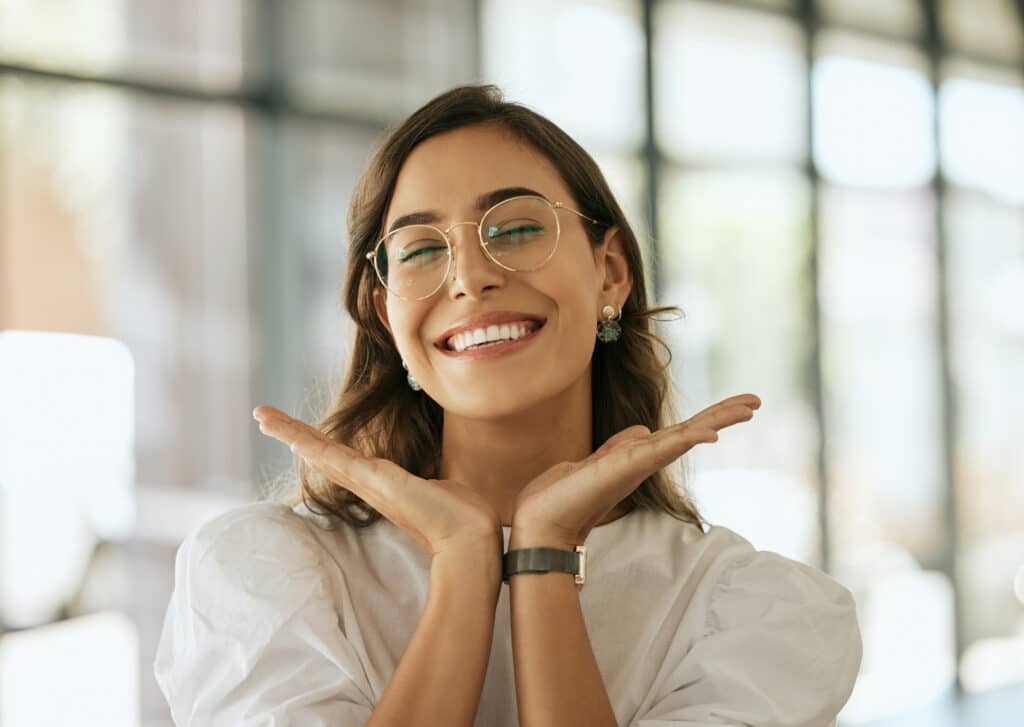 Female smiling with straight white teeth