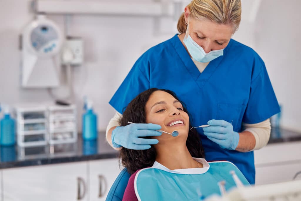 Patient undergoing a comprehensive dental exam
