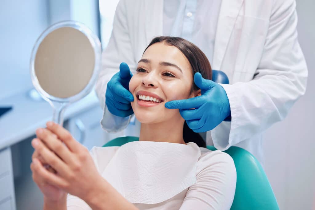 Patient receiving a dental consultation