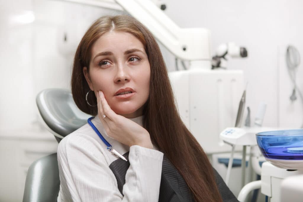 Patient visiting the dental office for a dental emergency