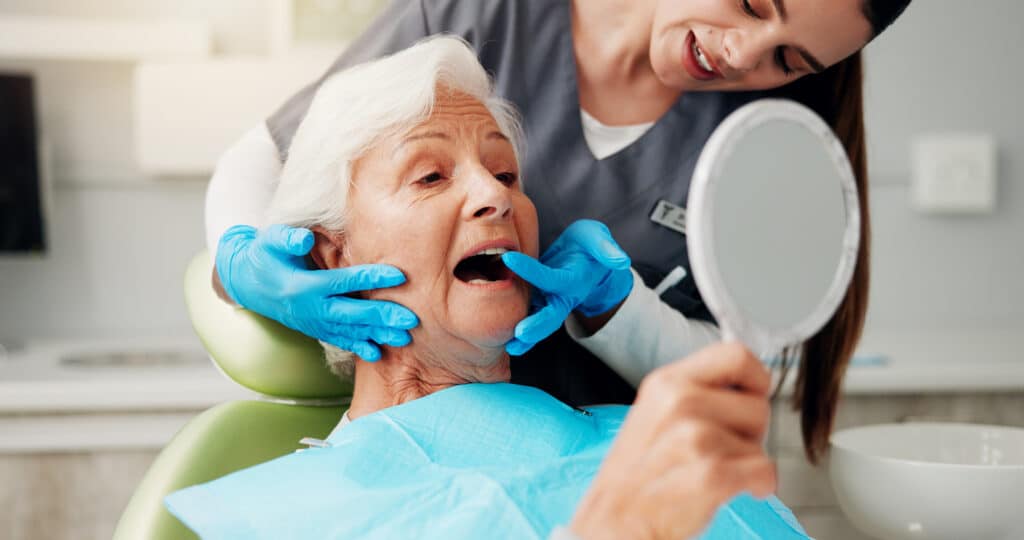 Dental patient being examined